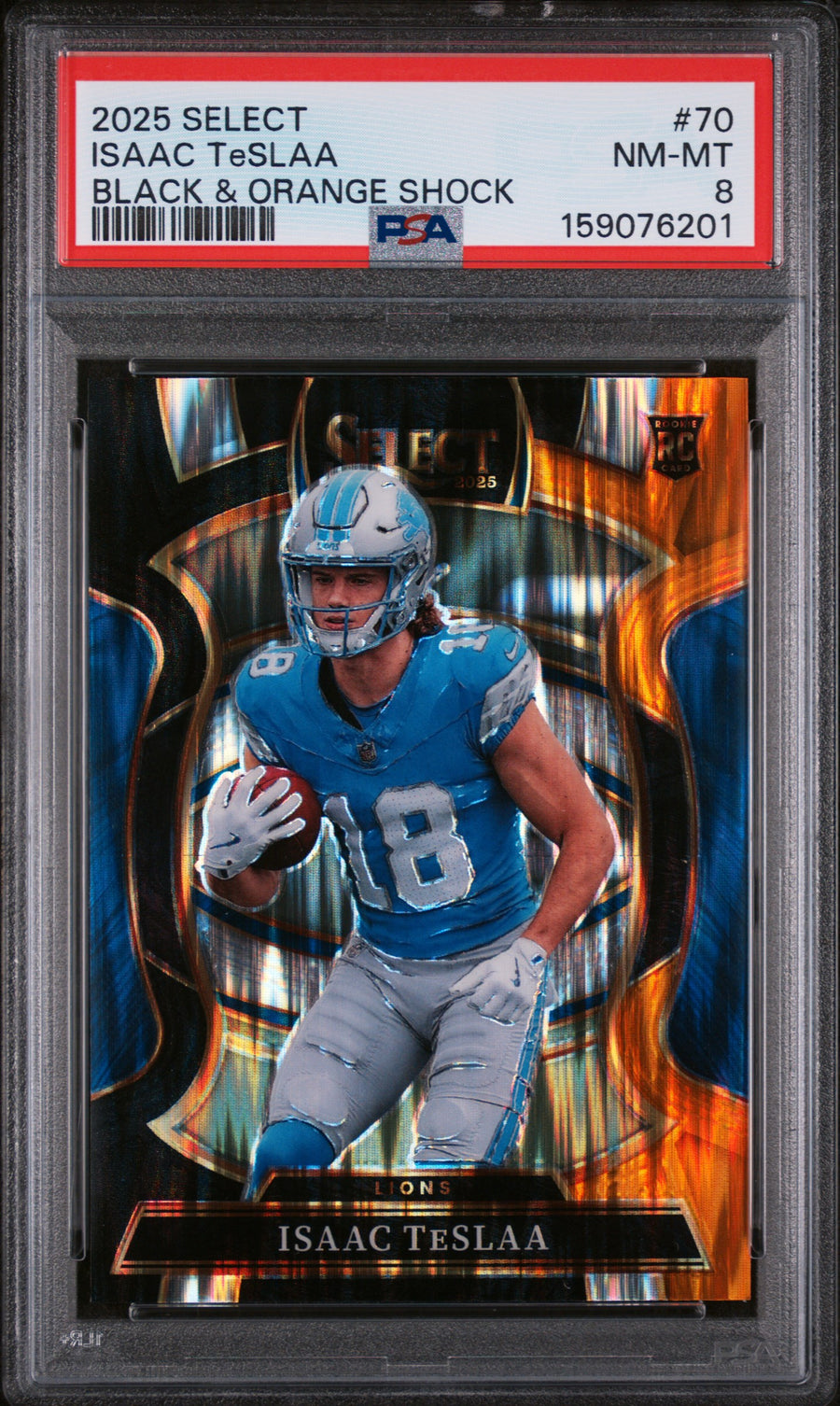 2025 Isaac TeSlaa Black & Orange Shock #70 PSA 8 front