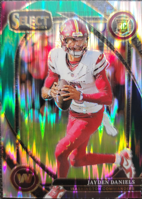 2024 Panini Select - Club Level Jayden Daniels #217 Black & Green Shock Prizm
