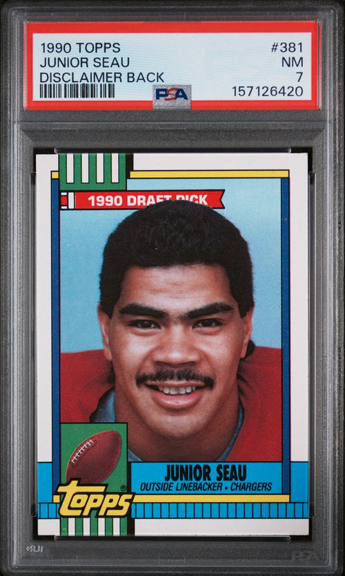 #381 JUNIOR SEAU 1990 TOPPS | DISCLAIMER BACK